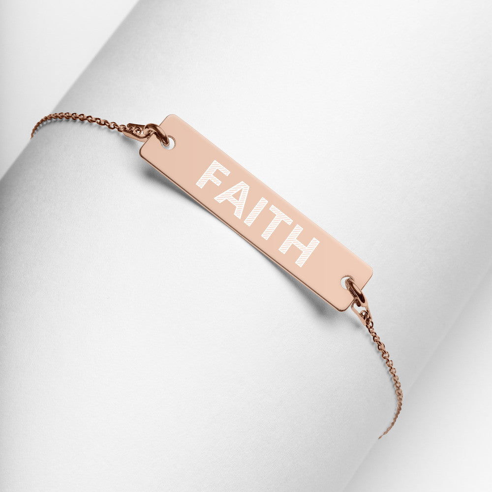 FAITH Engraved Silver Bar Chain Bracelet by Gianneli-6