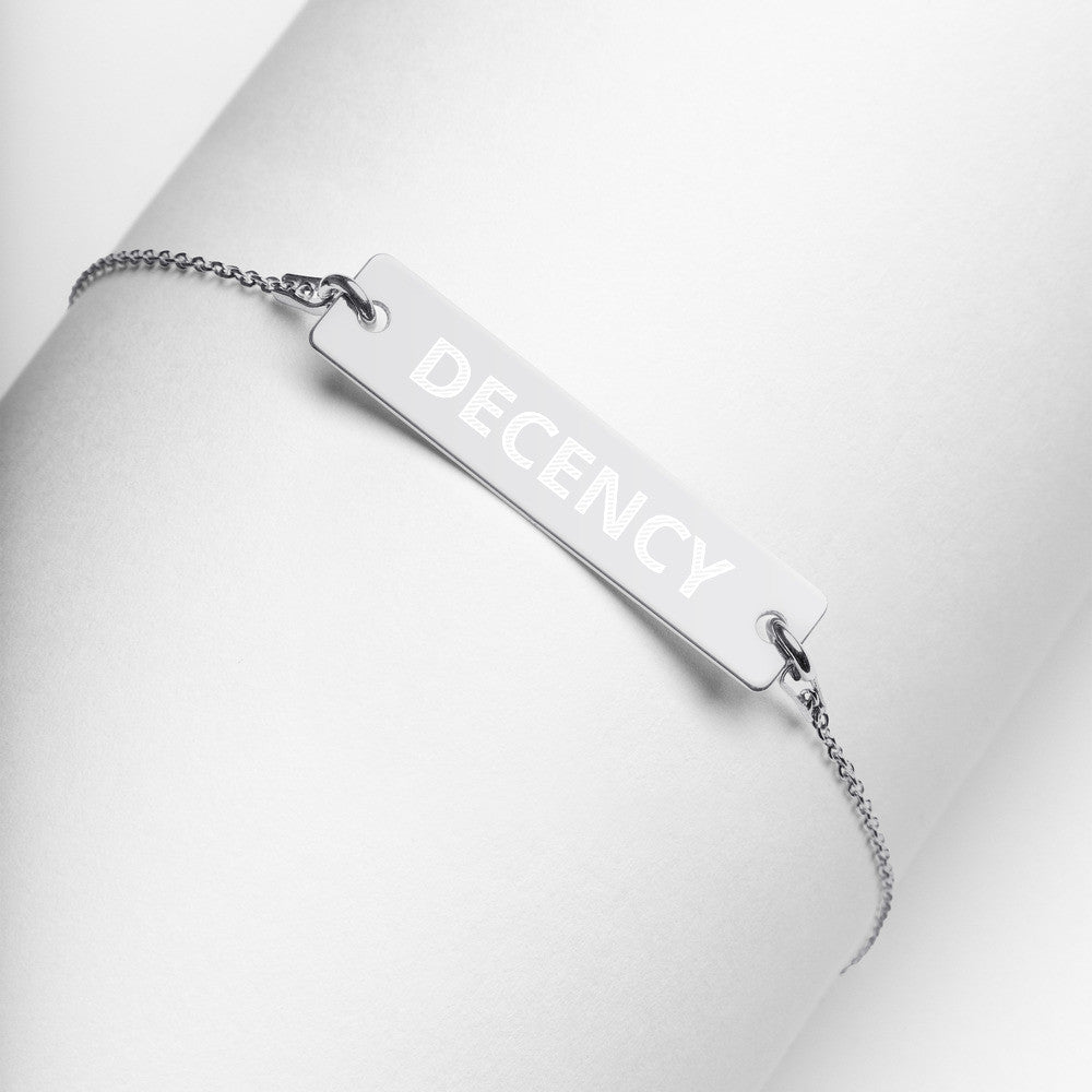 DECENCY Engraved Silver Bar Chain Bracelet by Gianneli-9