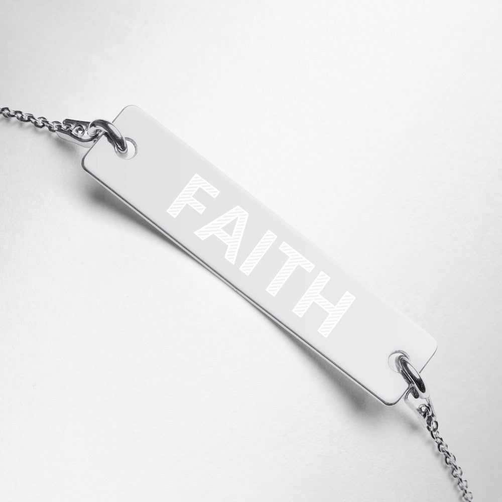 FAITH Engraved Silver Bar Chain Bracelet by Gianneli-10