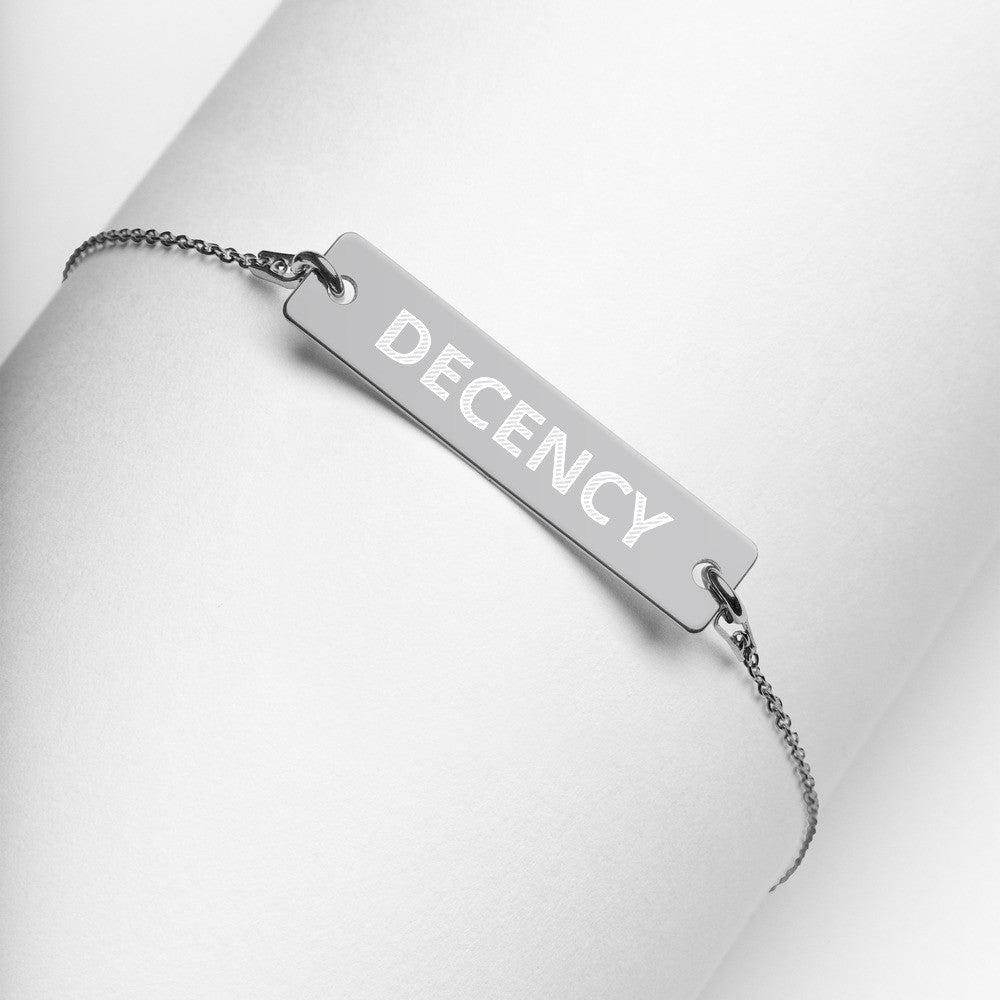 DECENCY Engraved Silver Bar Chain Bracelet by Gianneli-0