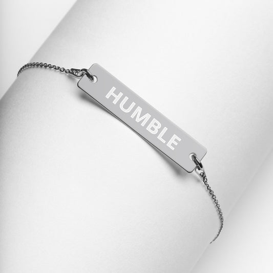 HUMBLE Engraved Silver Bar Chain Bracelet by Gianneli-0