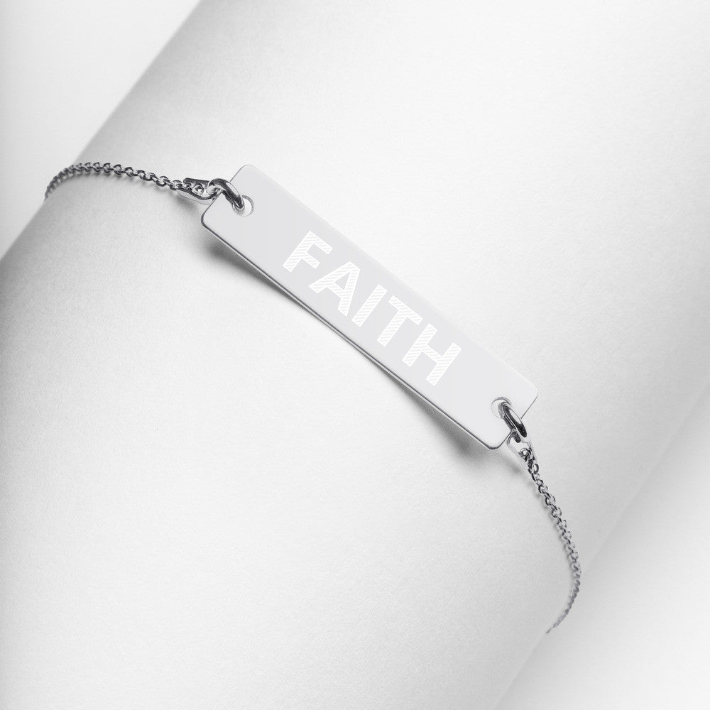 FAITH Engraved Silver Bar Chain Bracelet by Gianneli-9