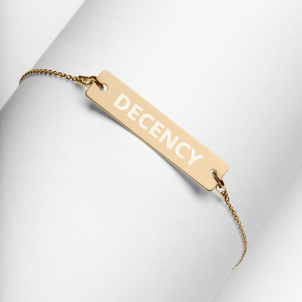 DECENCY Engraved Silver Bar Chain Bracelet by Gianneli-7