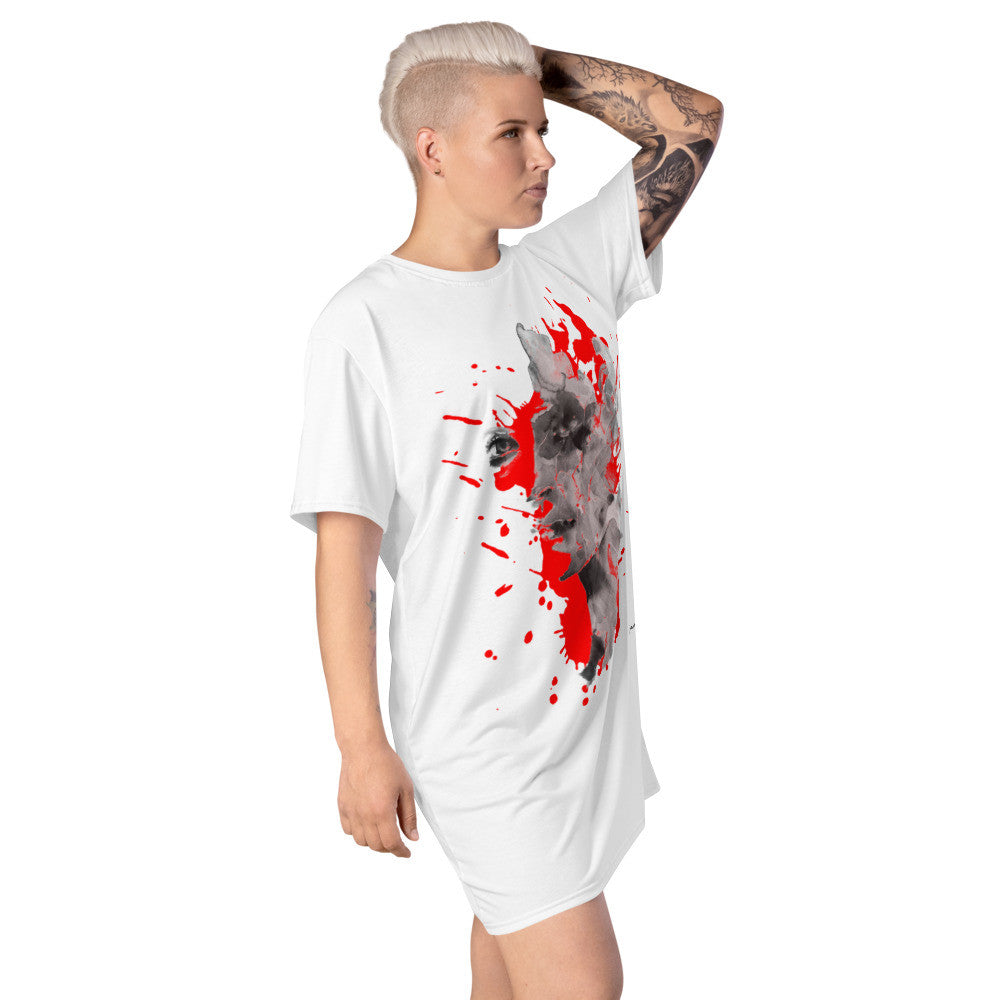 FACE OF ART T-shirt Dress by Gianneli-4