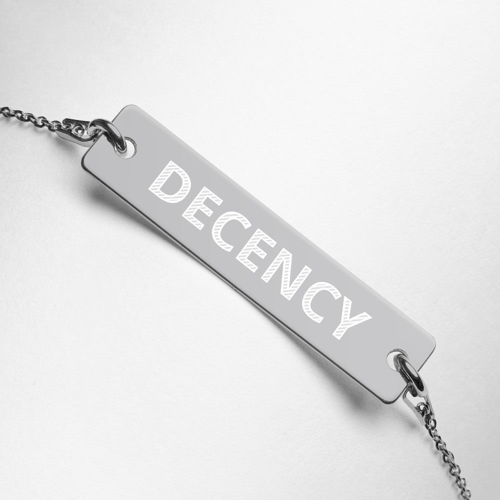 DECENCY Engraved Silver Bar Chain Bracelet by Gianneli-4