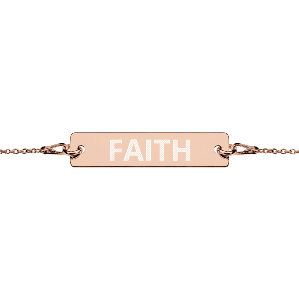 FAITH Engraved Silver Bar Chain Bracelet by Gianneli-3