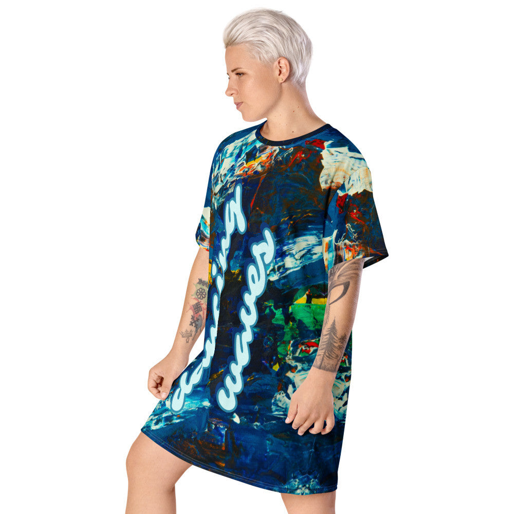 DANCING WAVES T-shirt Dress by Gianneli-5