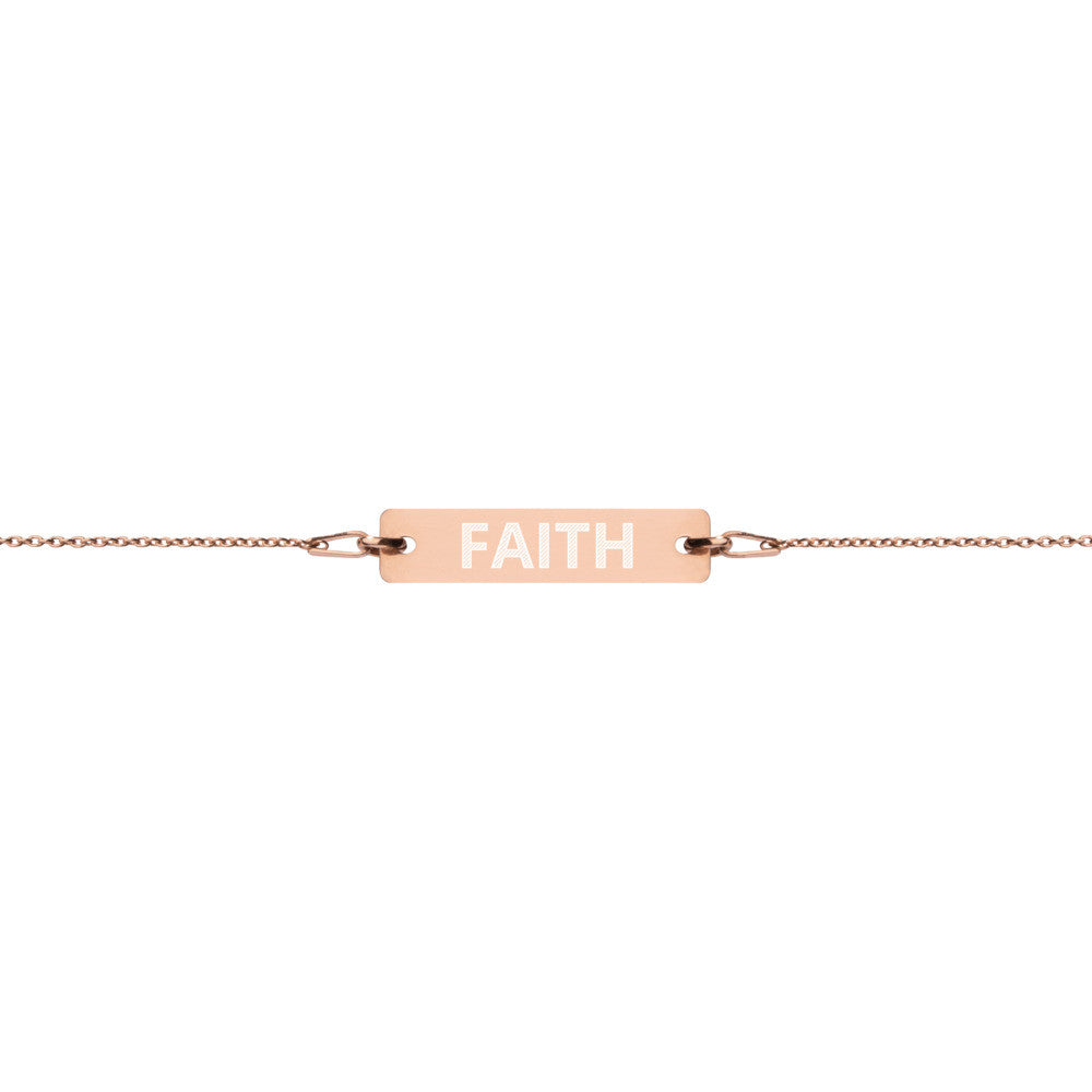 FAITH Engraved Silver Bar Chain Bracelet by Gianneli-1