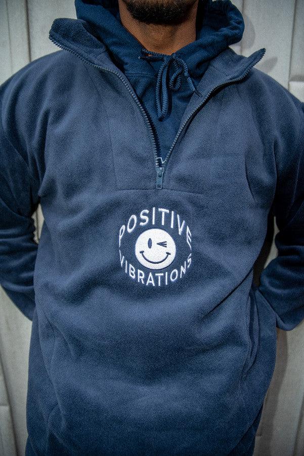 Navy Fleece 90s Rave Smiley Positive Vibrations Embroidery-1