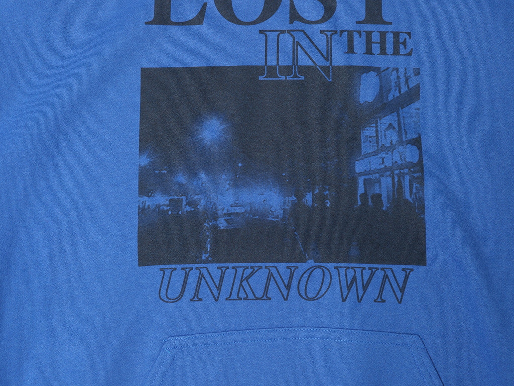 Royal Blue Hoodie With Printed 'Lost In The Unknown' Design-3