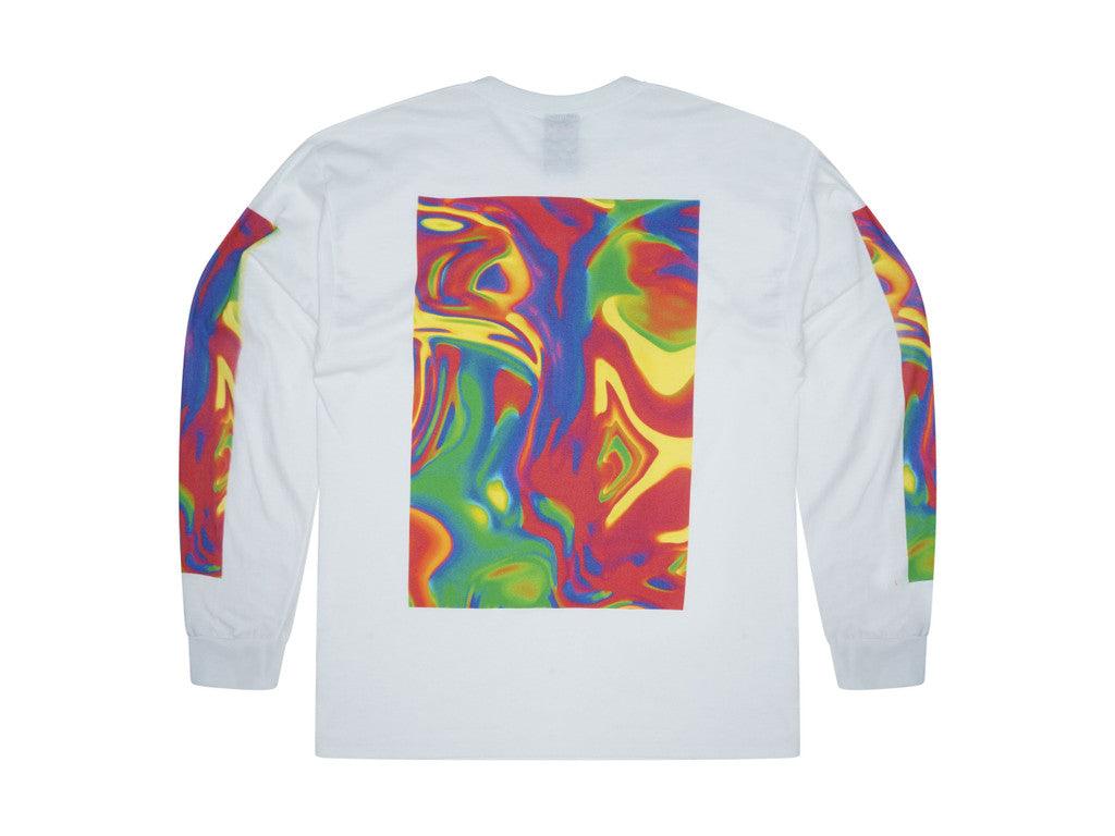 Long Sleeved T-shirt In White With Trippy Festival Print-3