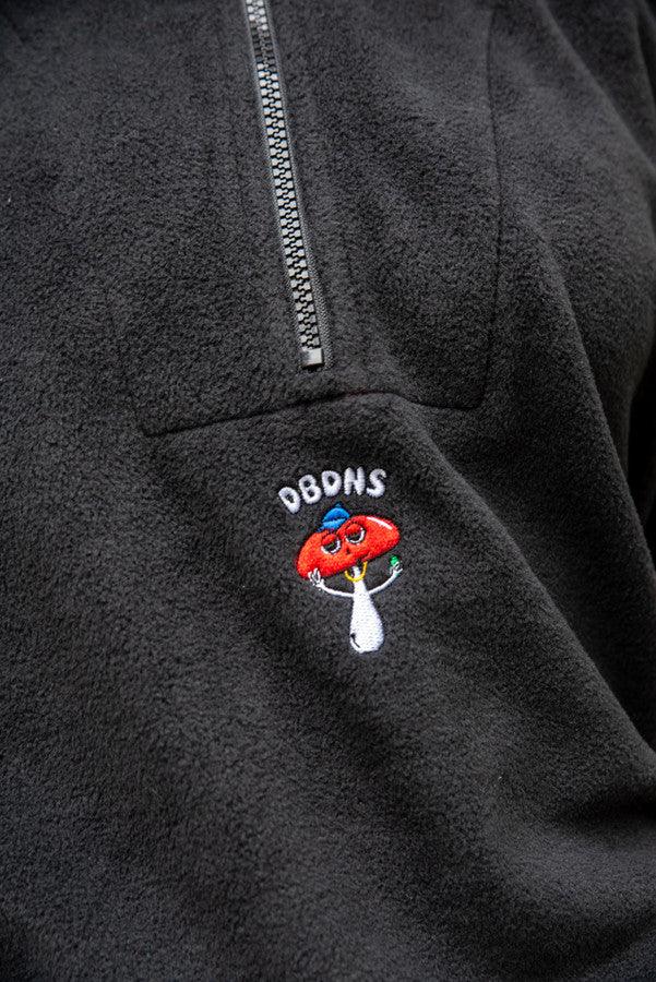 Fleece In Black With Bro Shroom Embroidery-1