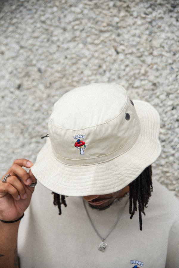 Bucket Hat In Sand With Embroidered Bro Shroom-2