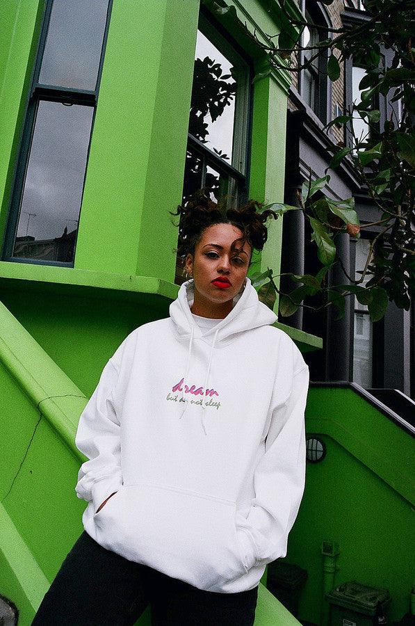 90s Logo Design On White Hoodie-2