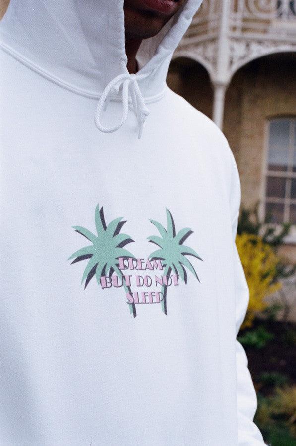 Hoodie In White With Tropical Palm Tree Print-2