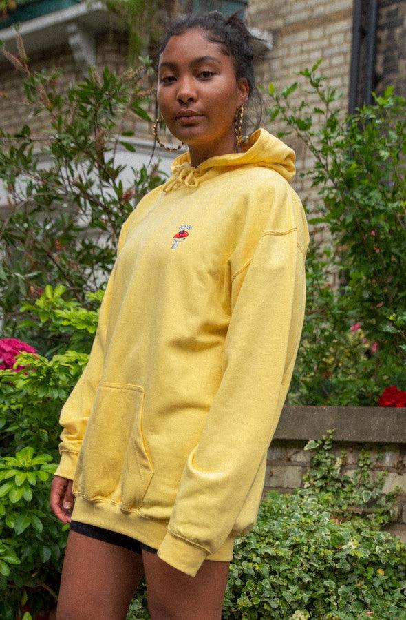 Hoodie in Yellow with Bro Shroom Embroidery-3