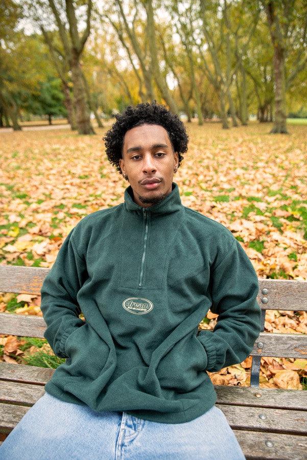 Forest Green Fleece With Oval Logo Embroidery-3