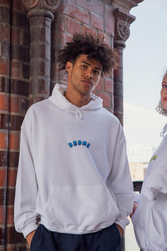 Hoodie in White with Blueberry Bubble Logo Print-0