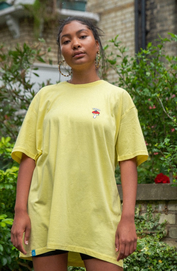 Short Sleeve Tshirt in Yellow with Bro Shroom Embroidery-4