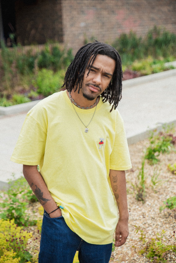 Short Sleeve Tshirt in Yellow with Bro Shroom Embroidery-0