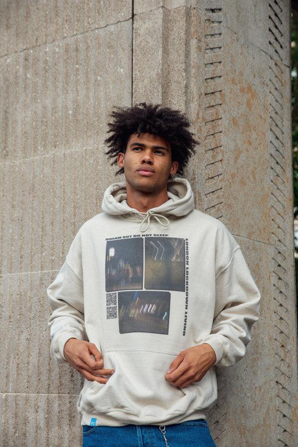 Hoodie In Sand With Ghost Town Print-1