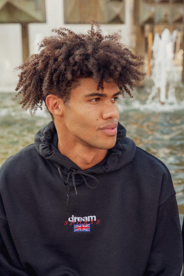 Hoodie in black with Dream Sports Logo Embroidery-2