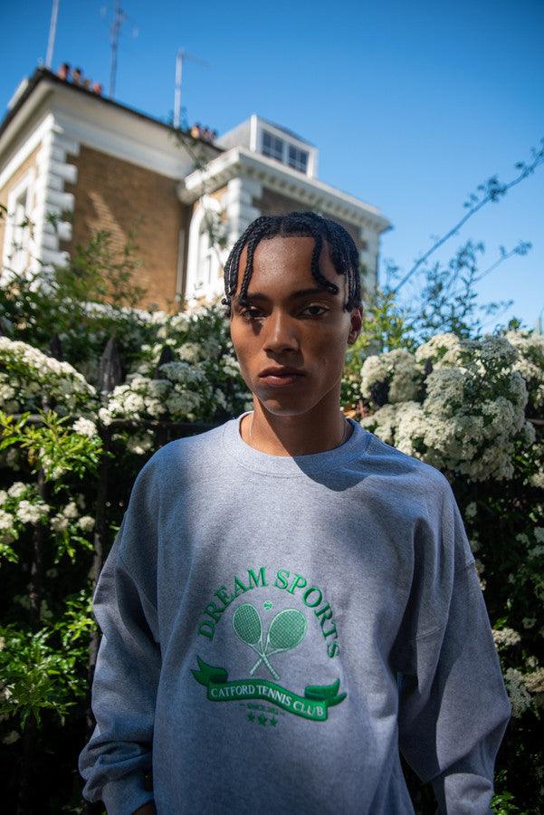 Heather Grey Sweatshirt with Catford Tennis Club Embroidery-1