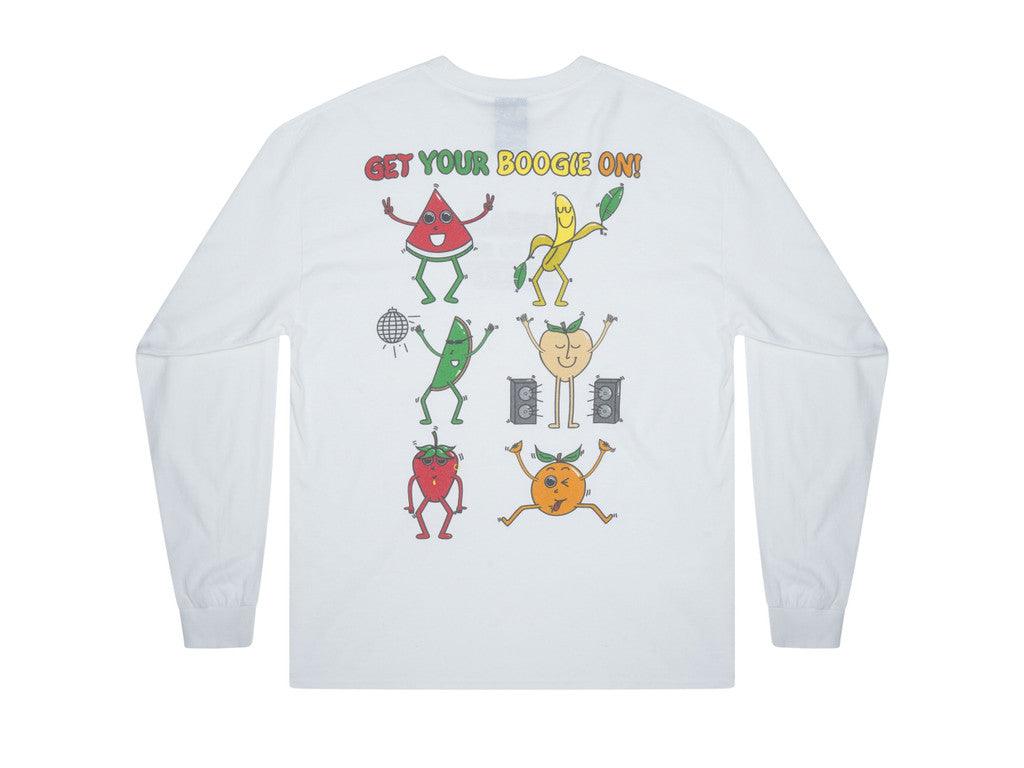 Long Sleeved T-shirt In White With Fruity Ravers Print-2