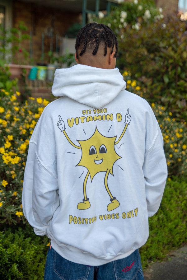 Hoodie in White with Vitamin D Summer Print-0