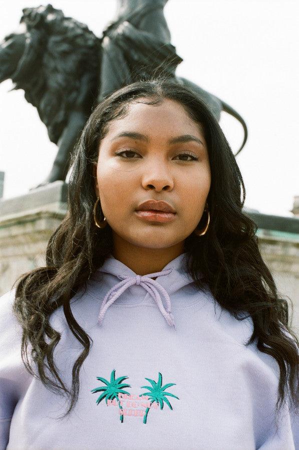 Hoodie in Lilac with Palm Tree Embroidery-1