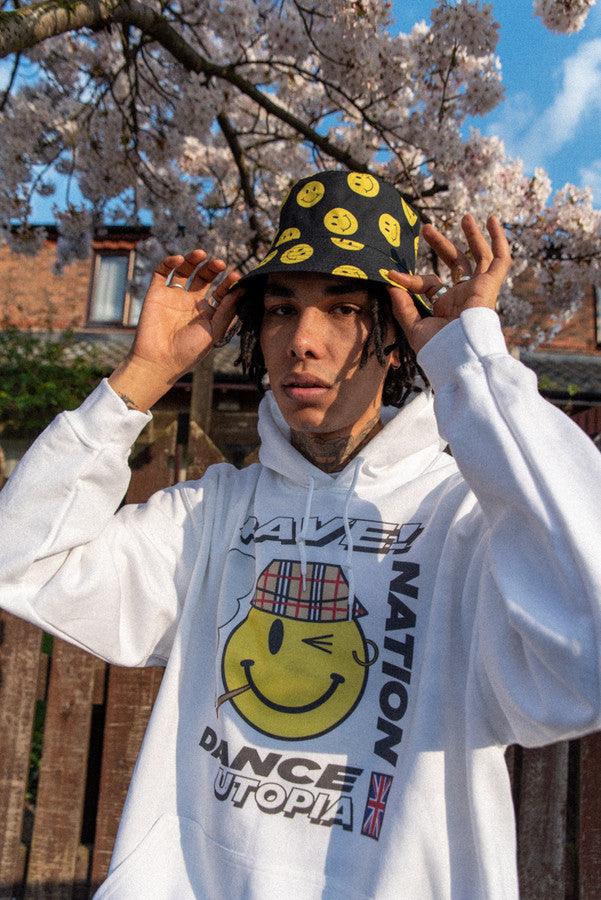 Bucket Hat With Smiley Face Print-2