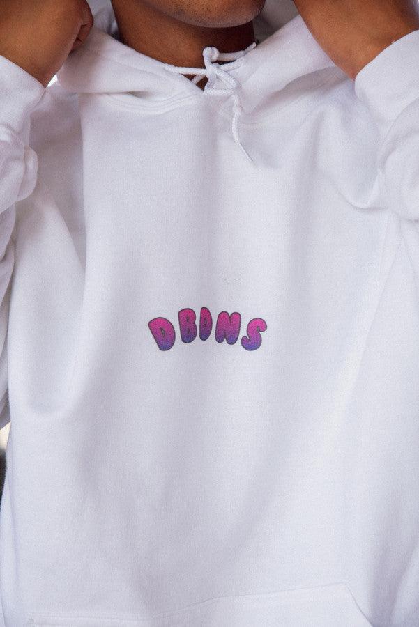 Hoodie in White with Grape Bubble Logo Print-2