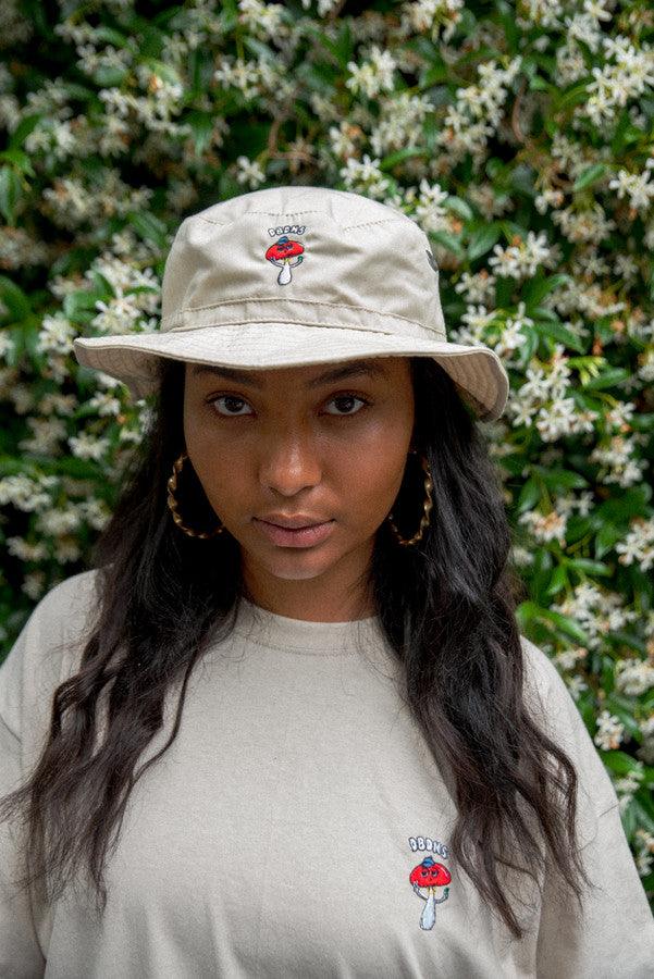 Bucket Hat In Sand With Embroidered Bro Shroom-4