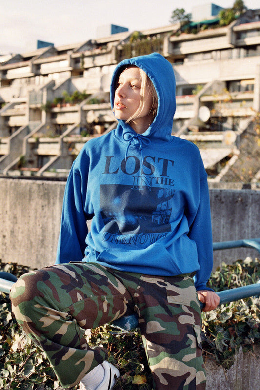 Royal Blue Hoodie With Printed 'Lost In The Unknown' Design-0