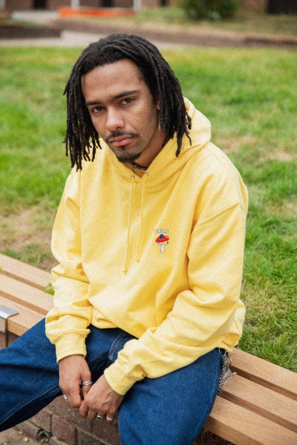 Hoodie in Yellow with Bro Shroom Embroidery-1