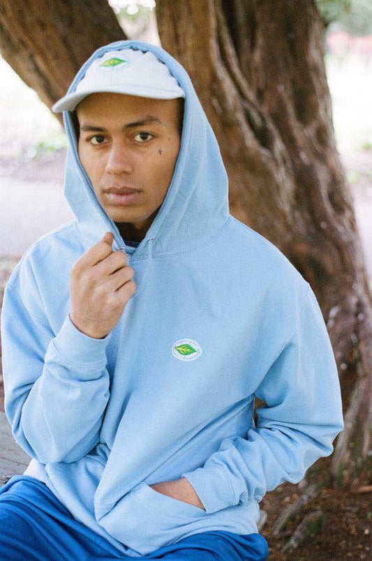 Hoodie in Cornflower Blue with Fruit Sticker Embroidery-0