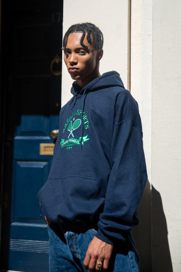 Hoodie in Navy with Catford Tennis Club Embroidery-0