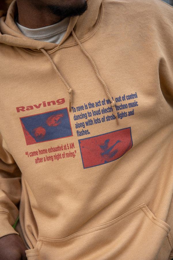 Hoodie in Old Gold With Raving Definition Print-1