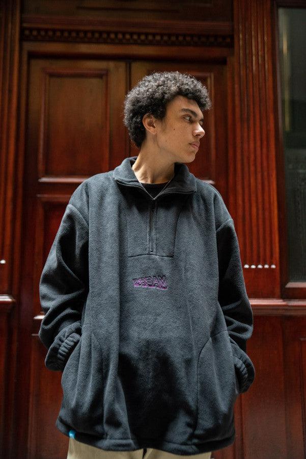 Fleece In Black With Violet Dream Embroidery-1