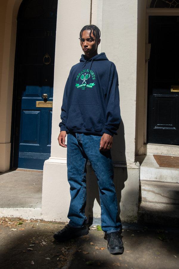 Hoodie in Navy with Catford Tennis Club Embroidery-3