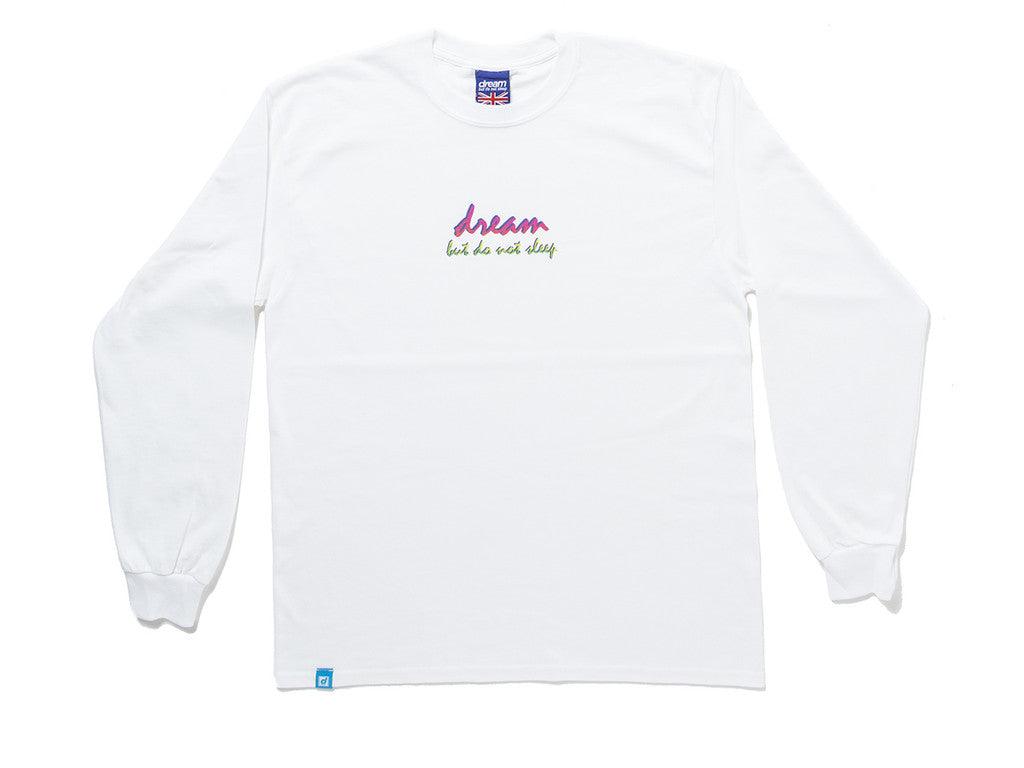 90s Logo Design On White Long Sleeved T-shirt-2