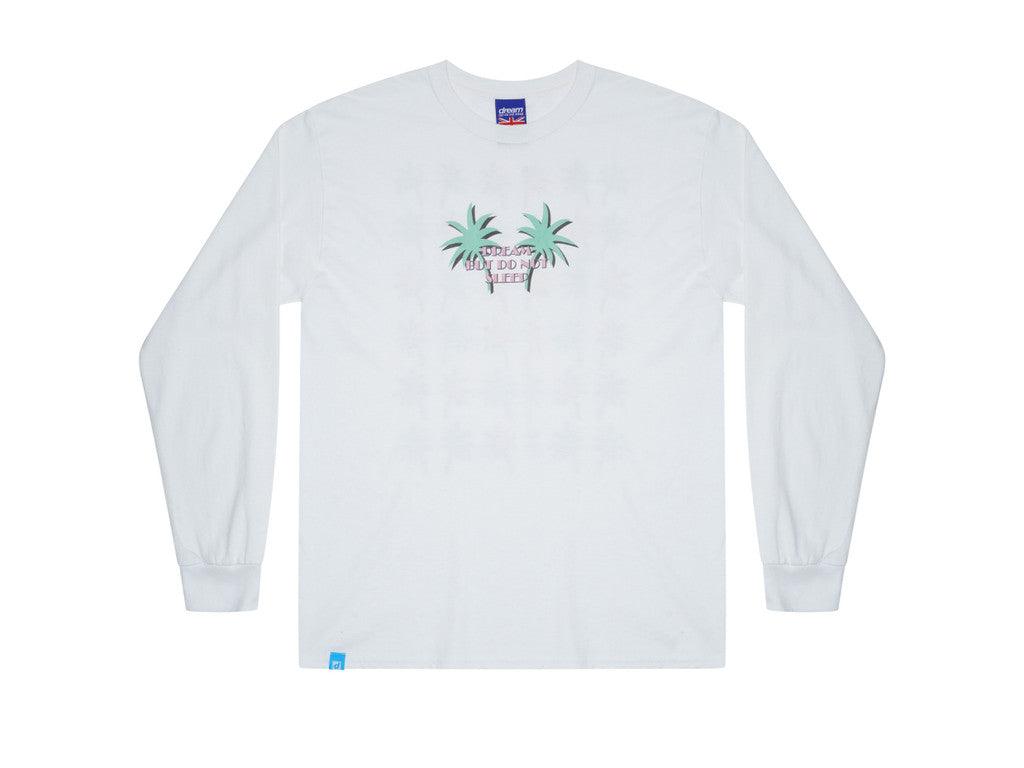 Long Sleeved T-shirt In White With Tropical Palm Tree Print-2