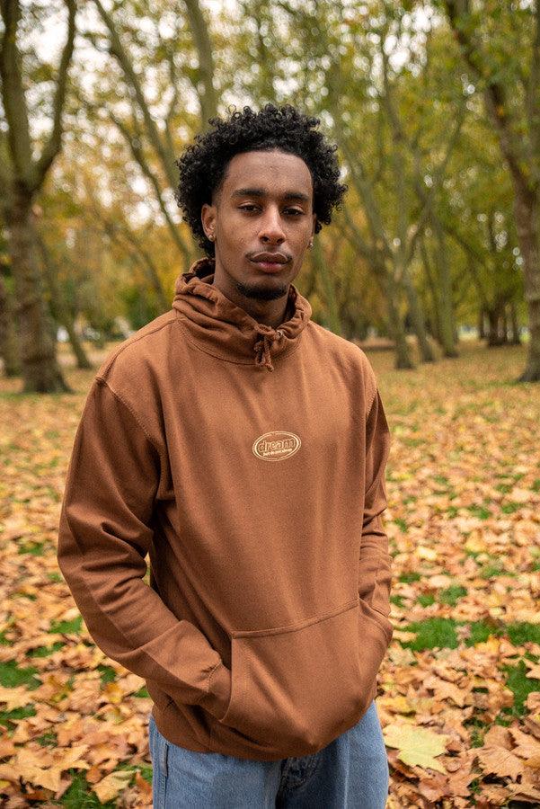 Hoodie in Caramel Toffee With Oval Logo Embroidery-0