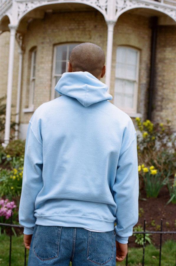 Hoodie In Light Blue With Drive In To The Sunset Print-2