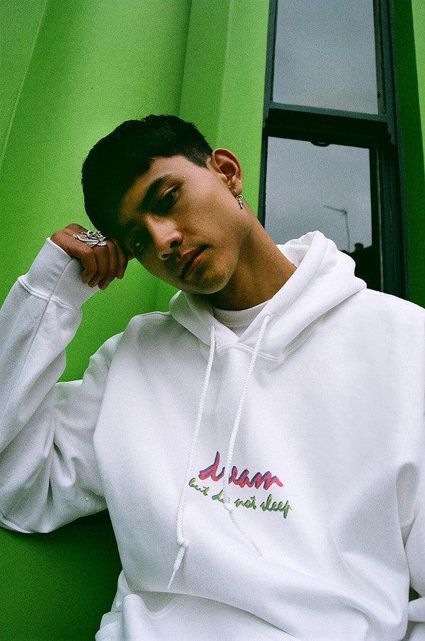 90s Logo Design On White Hoodie-1