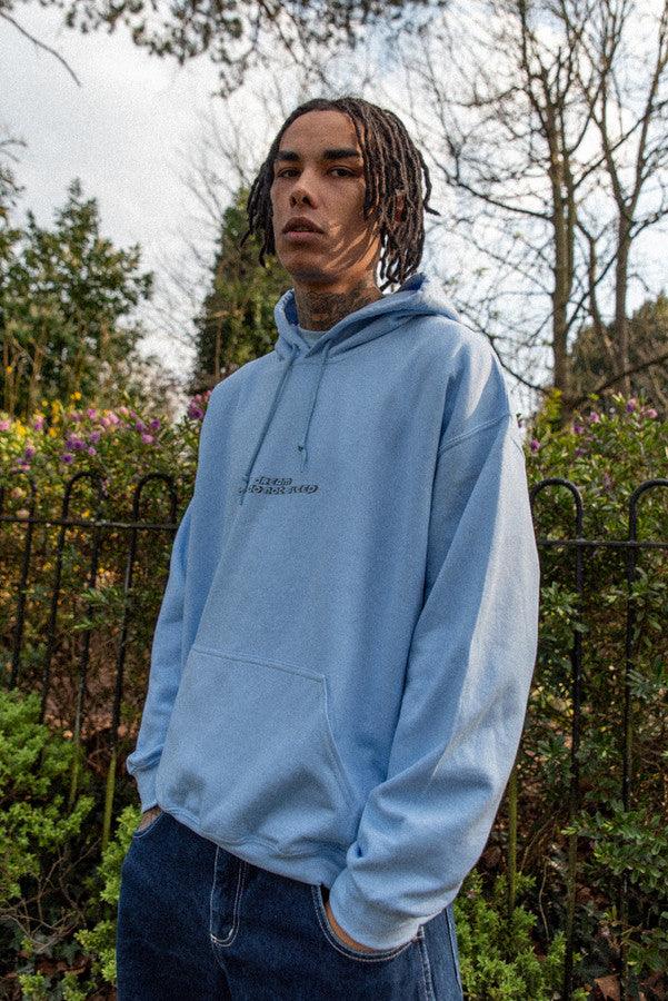 Heavyweight Hoodie in Light Blue With Trippy Mushroom Print-2