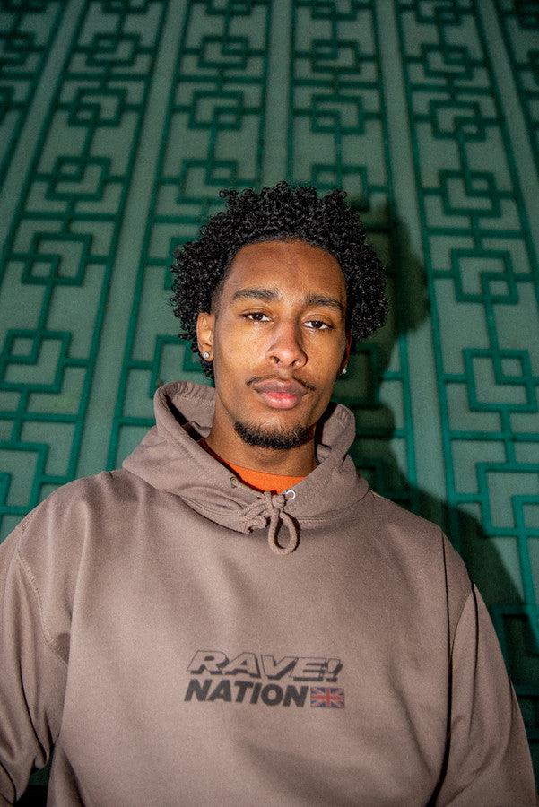 Heavyweight Hoodie in Mocha with 90s Rave Smiley Print-1