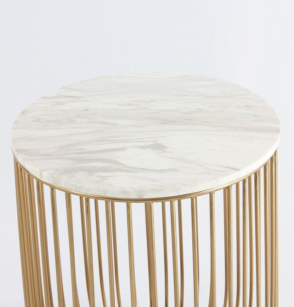 Mie Side Table - Carrara Marble Top & Gold Base-1