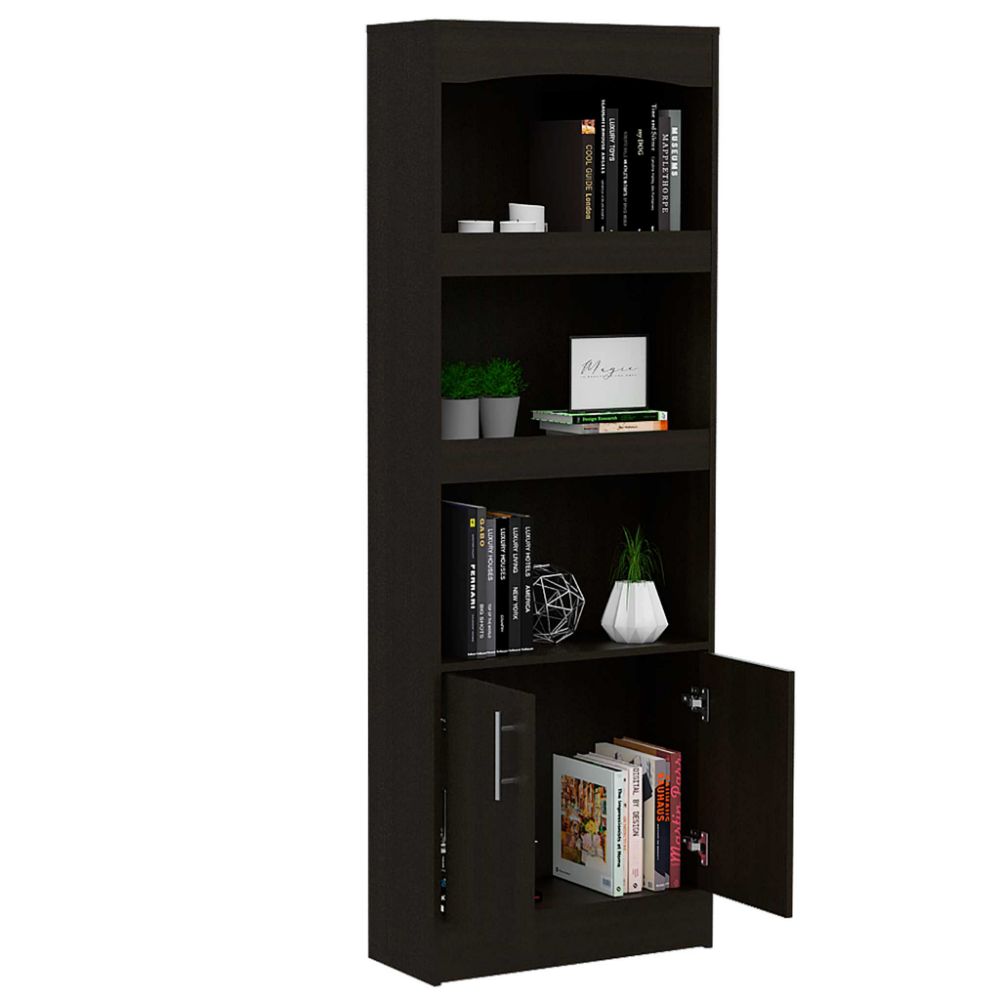 Bookcase Denver, Metal Hardware, Black Wengue Finish-3