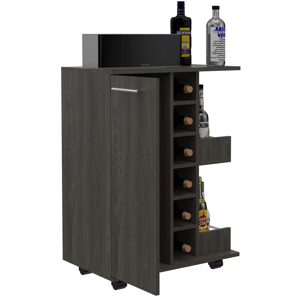 Bar Cart Wells, Four Casters, Carbon Espresso Finish-4